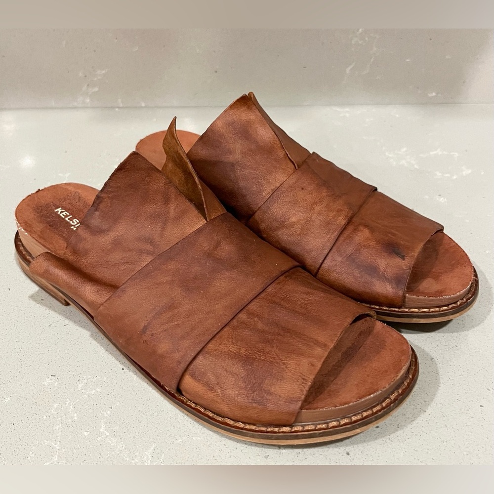 Kelsi Dagger Brooklyn Ohana Leather Sandals Shoes Russet Brown Women’s Size 7